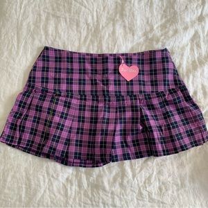 NWT Dolls Kill Y2K purple plaid mini skirt